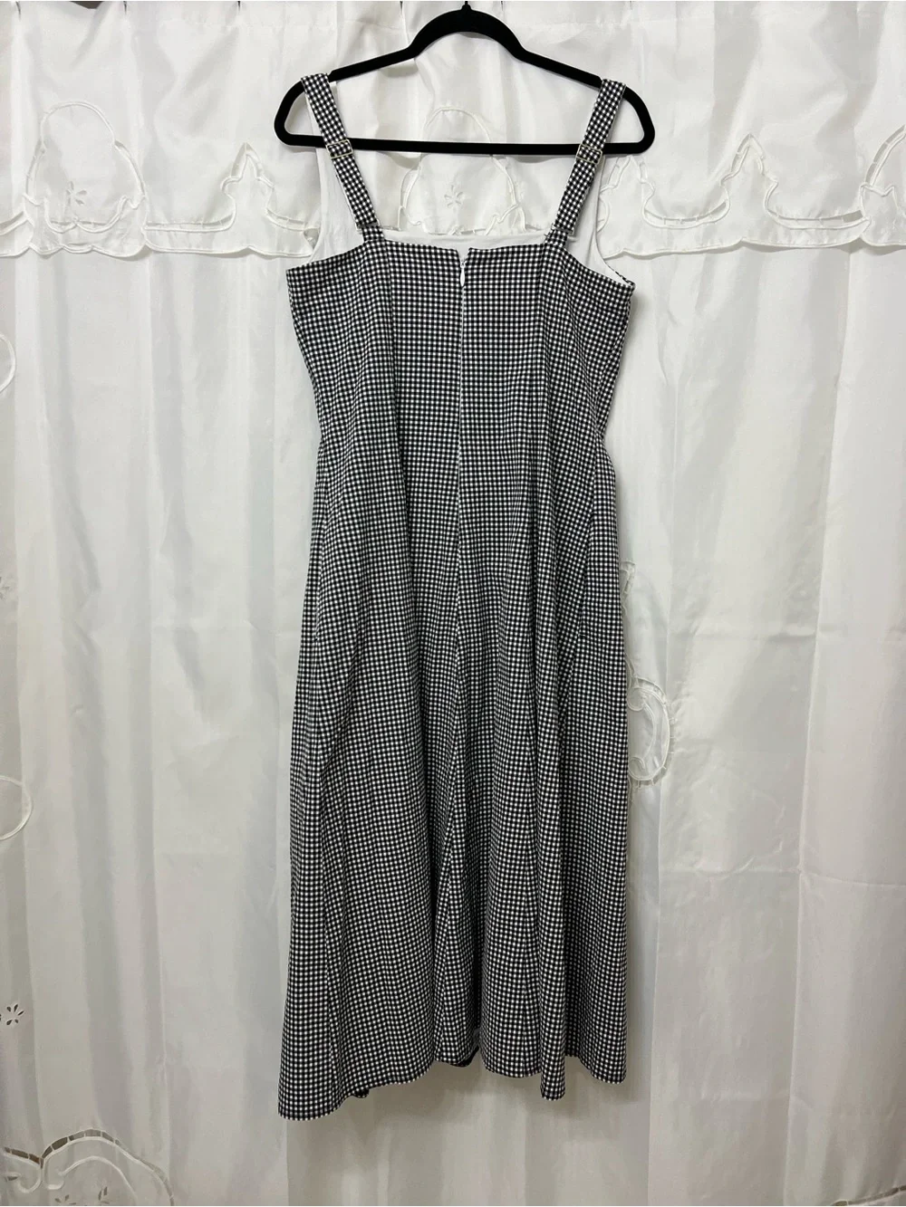 NWOT Abercrombie & Fitch Flowy Midi Dress Black Gingham Large Petite LP